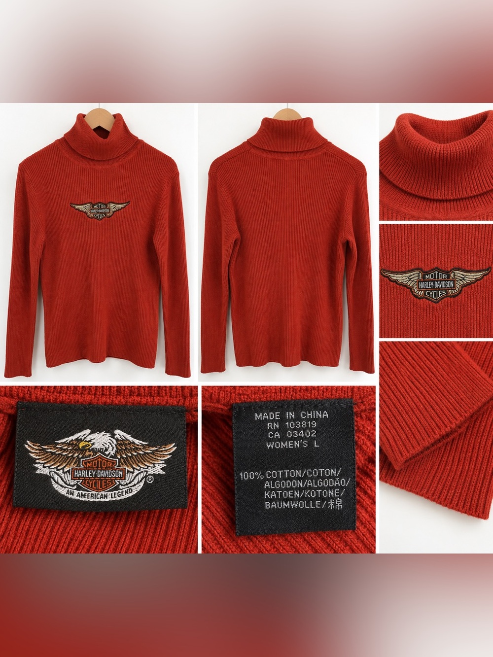 Harley-Davidson Women’s Burnt Orange Turtleneck Sweater Size L